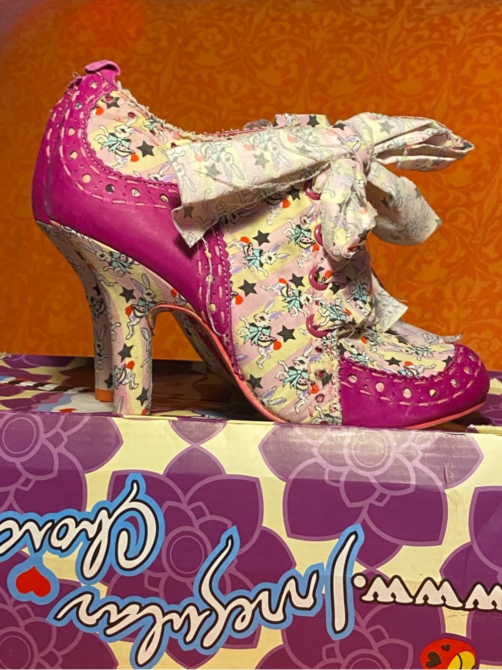 RESERVED 2010,”Iced Gem Abigail Bunny” hot pink bootie,box,free bag,8 - Picture 4 of 15